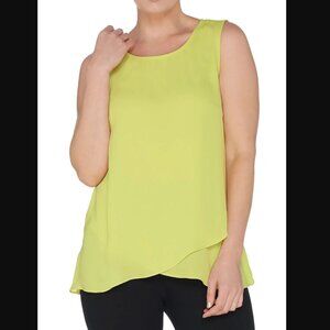 New Joan Rivers Soft Crepe Scoop Neck Tank in Lime | Size XL